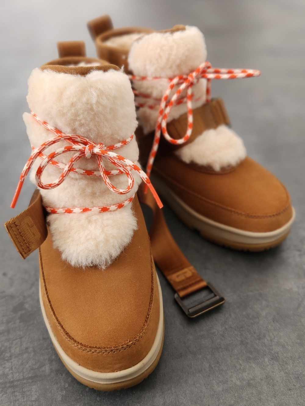 UGG Chestnut Shearling-Trim Lace-Up Winter Boots